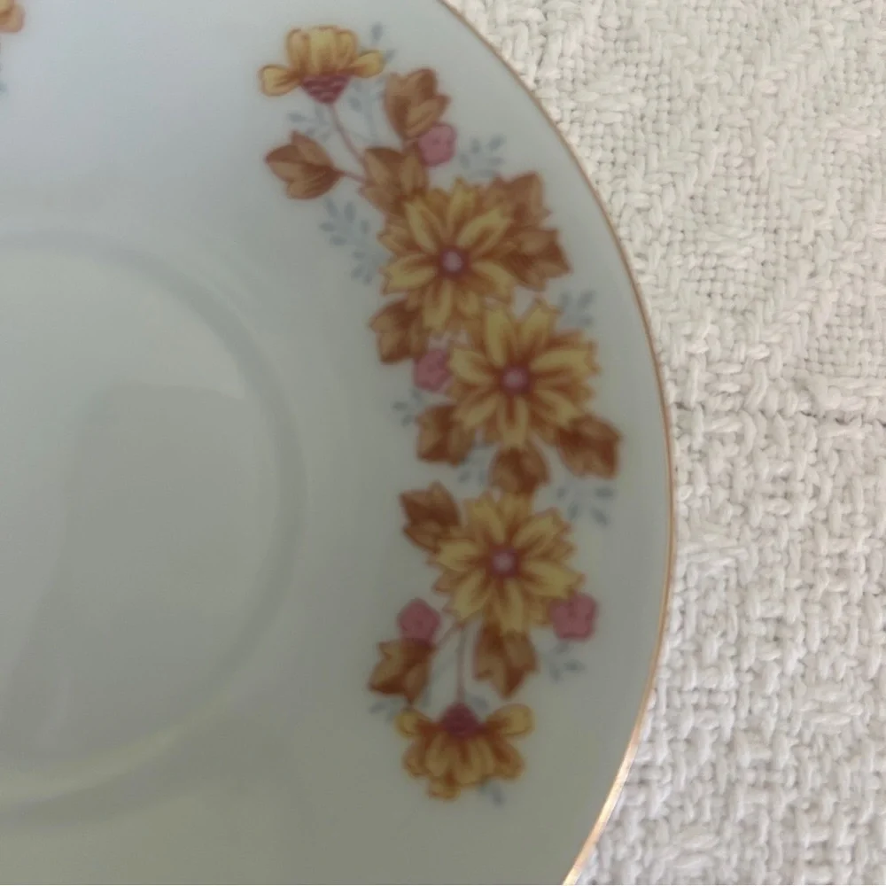 Vintage Floral Demitasse Cup Teacup and Saucer Set